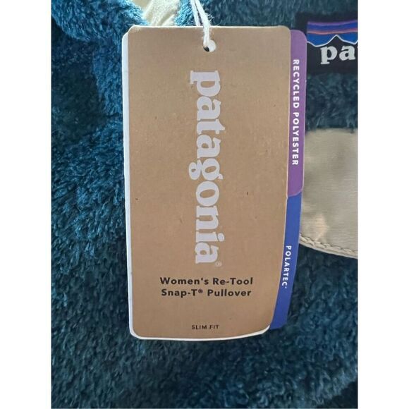 Patagonia Women's Wavy Blue Re-Tool Snap-T Slim Fit Fleece Pullover Large NWT - Picture 6 of 7